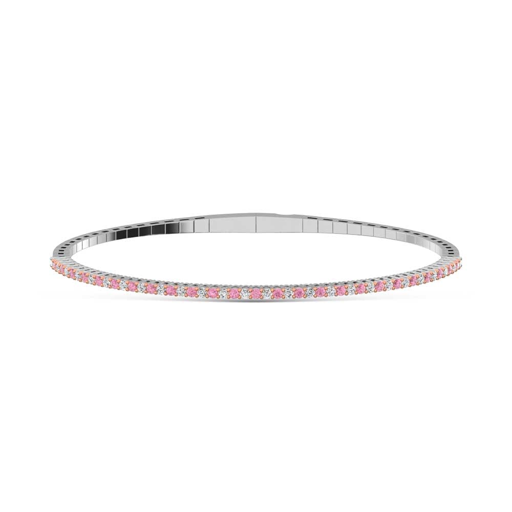 14K White Gold 1 Ct.Tw. Alternate white and Pink Lab Grown Diamond Bangle