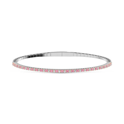 14K White Gold 1 Ct.Tw. Alternate white and Pink Lab Grown Diamond Bangle