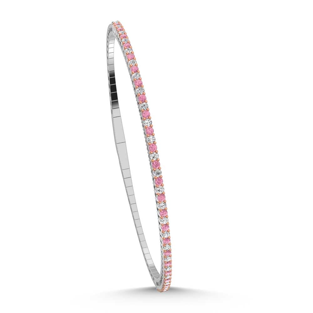 14K White Gold 1 Ct.Tw. Alternate white and Pink Lab Grown Diamond Bangle