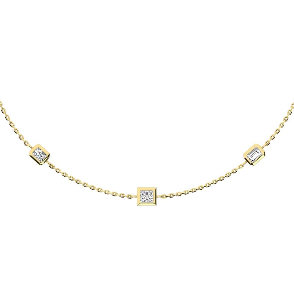 14K Yellow Gold Lab Grown Fancy Diamond 3/4 Ct.Tw. 7 Stone Necklace
