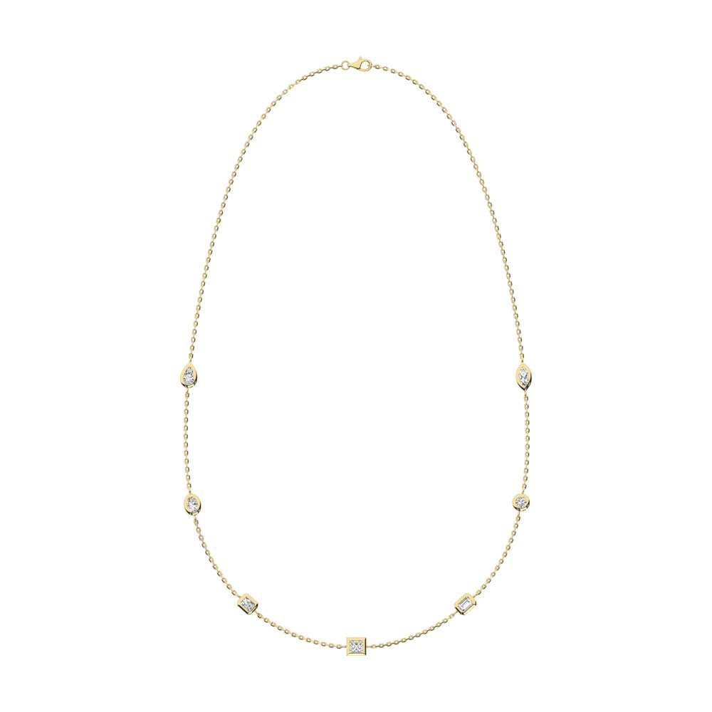 14K Yellow Gold Lab Grown Fancy Diamond 3/4 Ct.Tw. 7 Stone Necklace