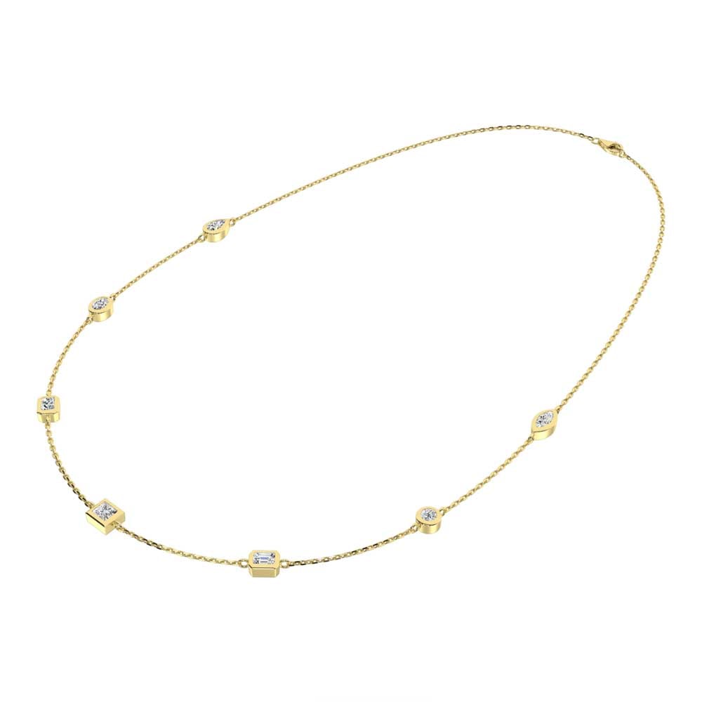 14K Yellow Gold Lab Grown Fancy Diamond 3/4 Ct.Tw. 7 Stone Necklace