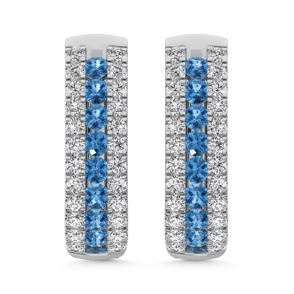 14K White Gold Lab Grown Diamond 1 Ct.Tw. Earrings (Center Row Blue Diamond)