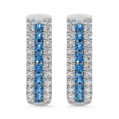 14K White Gold Lab Grown Diamond 1 Ct.Tw. Earrings (Center Row Blue Diamond)