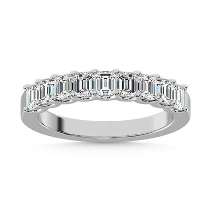 14K White Gold Lab Grown Diamond 1 Ct.Tw. Half Way Emerald Band