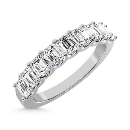 14K White Gold Lab Grown Diamond 1 Ct.Tw. Half Way Emerald Band