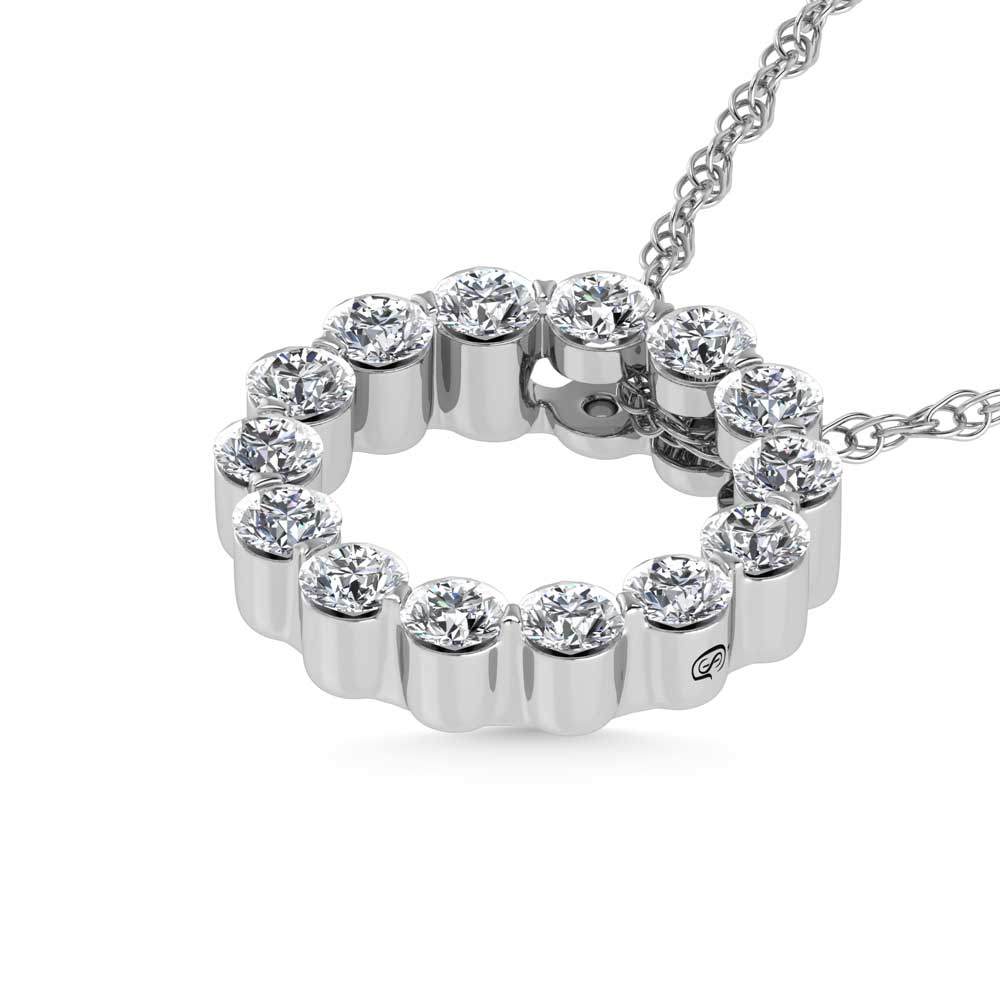 14K White Gold Lab Grown Diamond 1 Ct.Tw. Circle Pendant