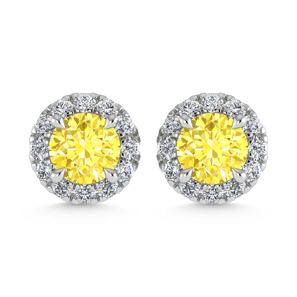14K White Gold 2 3/4 Ct.Tw. White and Yellow Lab Grown Diamond IGI Certified Stud Earrings