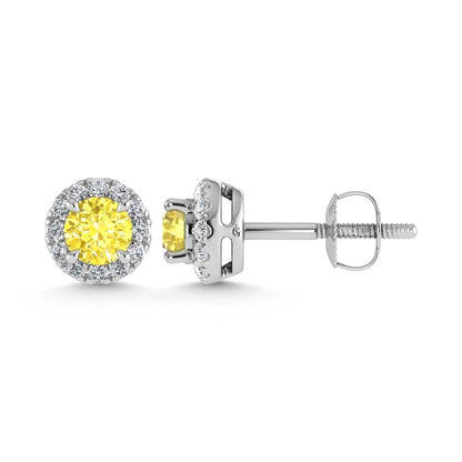 14K White Gold 2 3/4 Ct.Tw. White and Yellow Lab Grown Diamond IGI Certified Stud Earrings