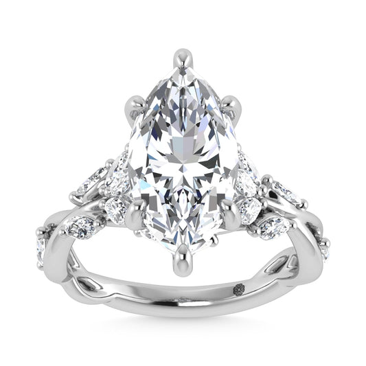 14K White Gold Lab Grown Diamond 3 1/2 Ct.Tw. Marquise Engagement Ring (Center 3 ct)
