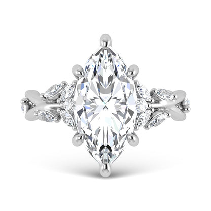 14K White Gold Lab Grown Diamond 3 1/2 Ct.Tw. Marquise Engagement Ring (Center 3 ct)