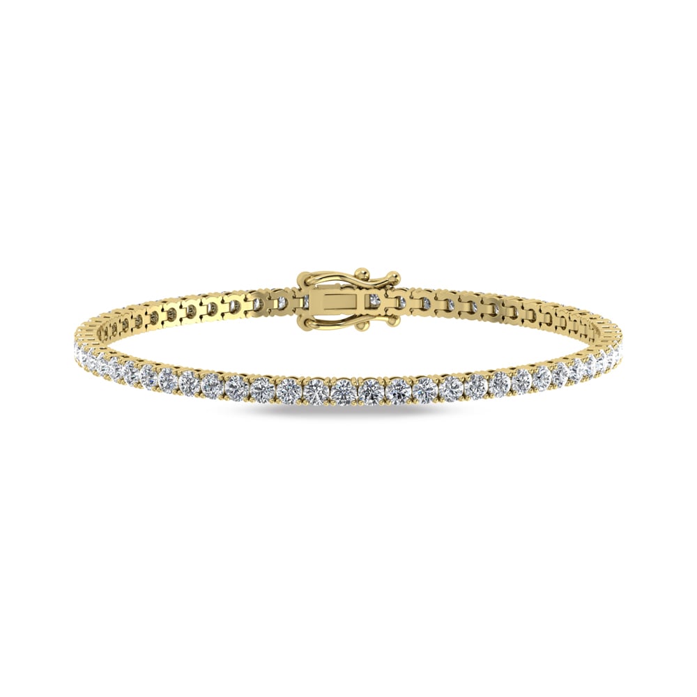 14K Yellow Gold Lab Grown Diamond 3 Ct.Tw. Tennies Bracelet