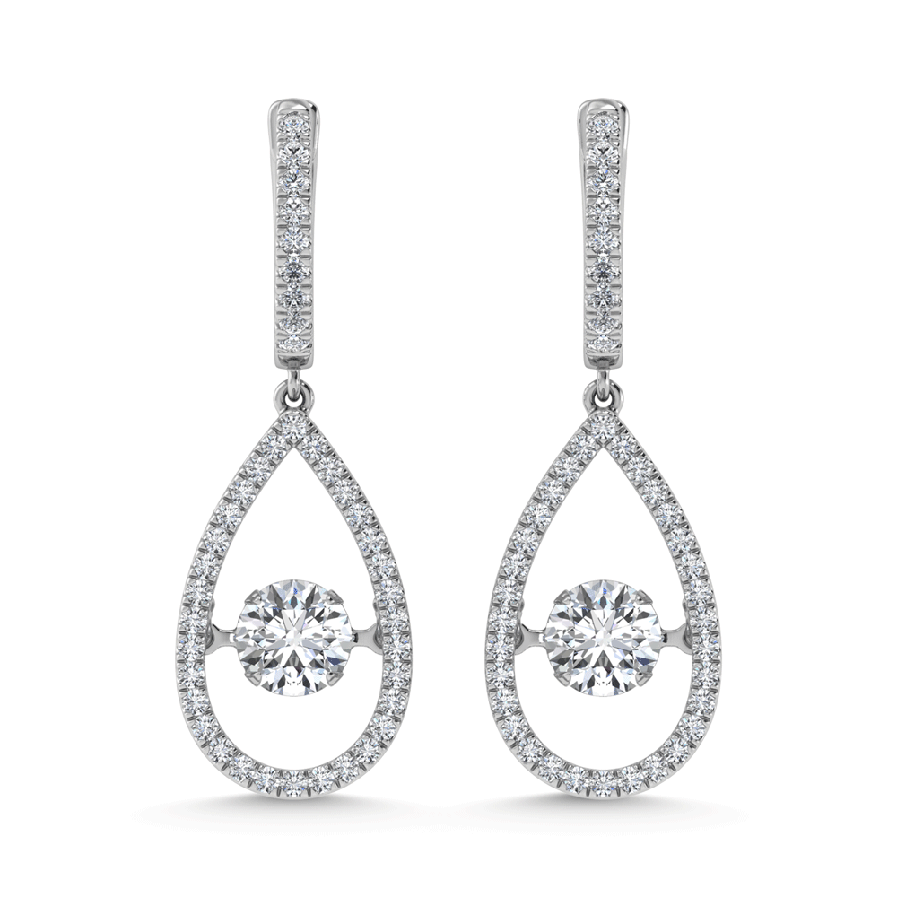 14K White Gold Lab Grown Diamond 2 1/2 Ct.Tw. Pear Shape Shimmering Earrings (Center 1 ctw)