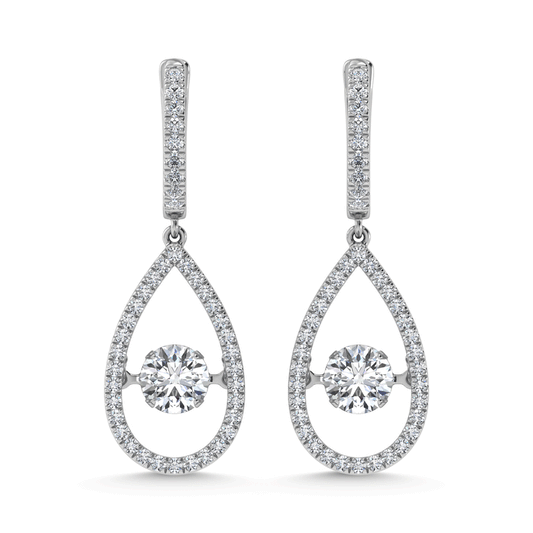 14K White Gold Lab Grown Diamond 2 1/2 Ct.Tw. Pear Shape Shimmering Earrings (Center 1 ctw)