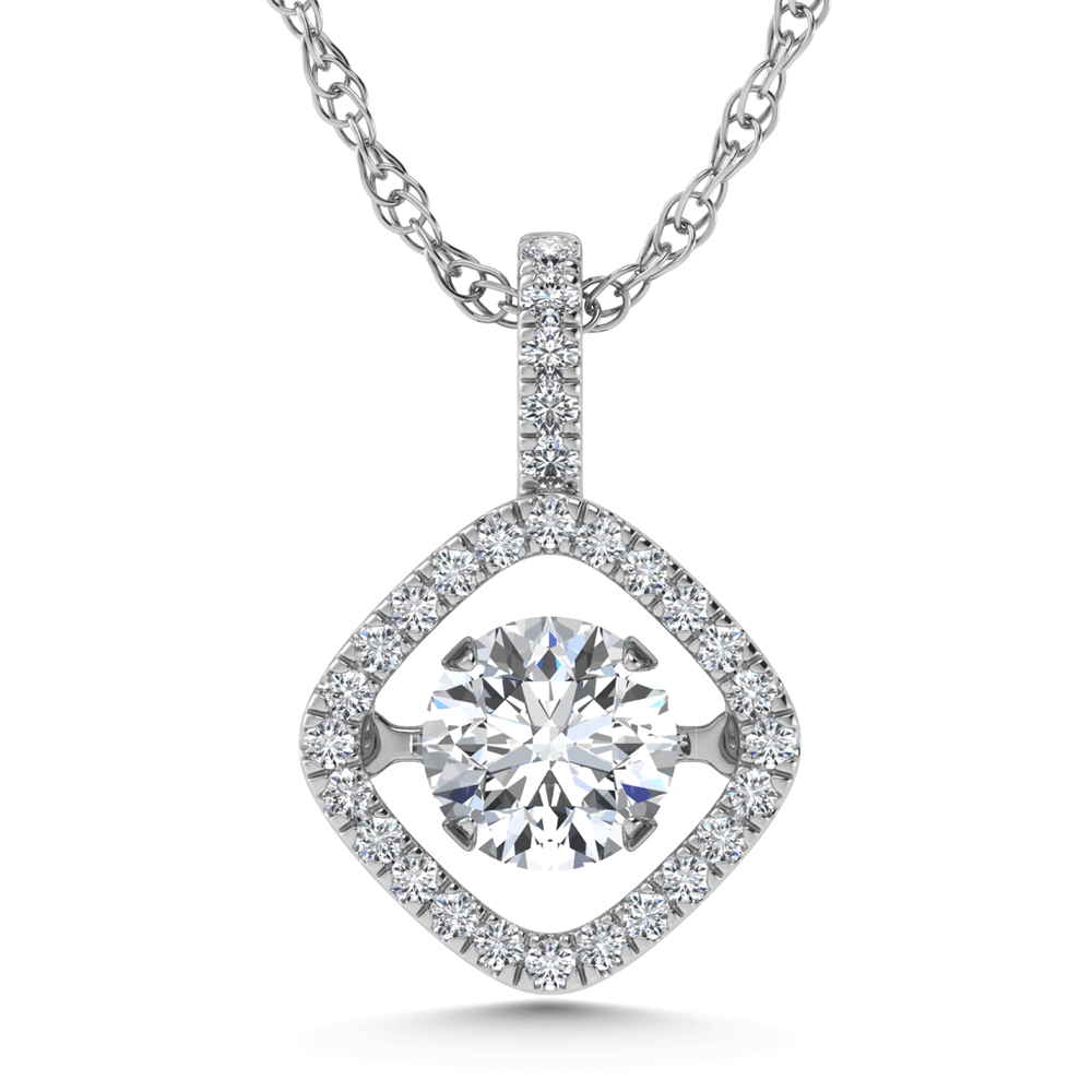 14K White Gold Lab Grown Diamond 2 1/3 Ct.Tw. Kite Shape Shimmering Pendant (Center 2 ctw)