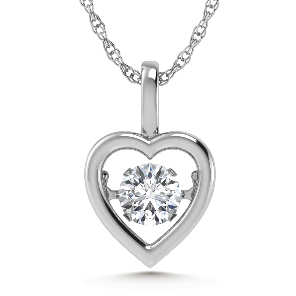 14K White Gold Lab Grown Diamond 1 Ct.Tw. Bezel Set Heart Shape Pendant (Center 1 ctw)