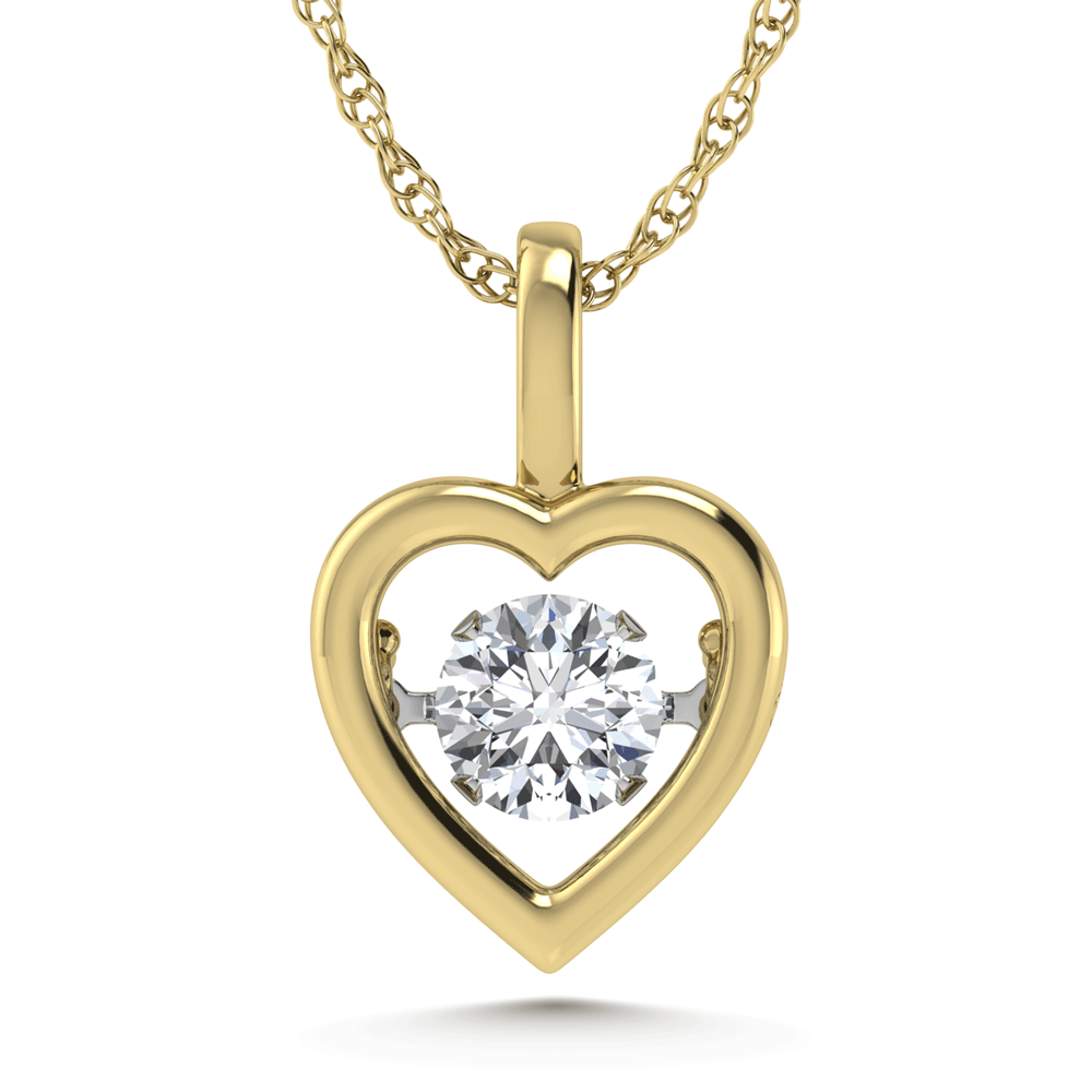 14K Yellow Gold Lab Grown Diamond 1 Ct.Tw. Bezel Set Heart Shape Pendant (Center 1 ctw)
