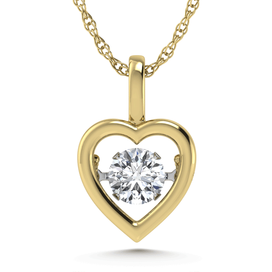 14K Yellow Gold Lab Grown Diamond 1 Ct.Tw. Bezel Set Heart Shape Pendant (Center 1 ctw)
