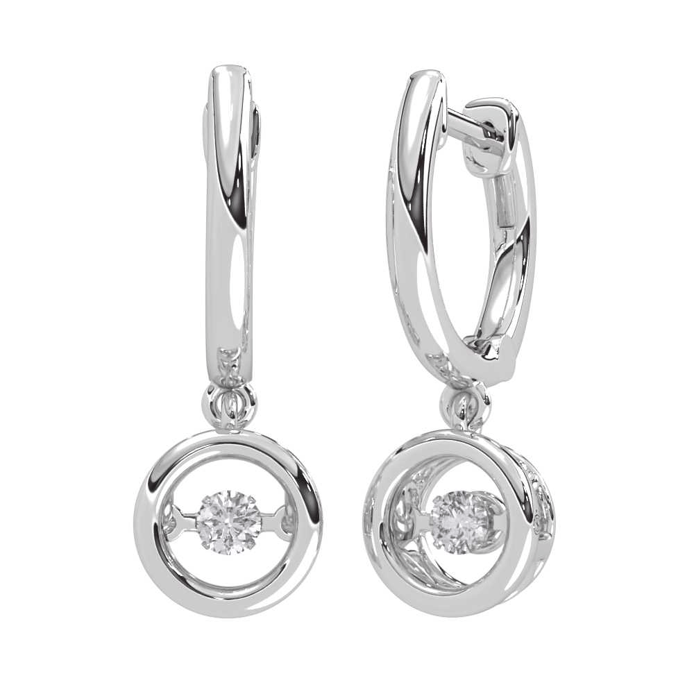 10K White Gold Lab Grown Diamond 1/6 Ct.Tw. Round Shape Plain Halo Earrings