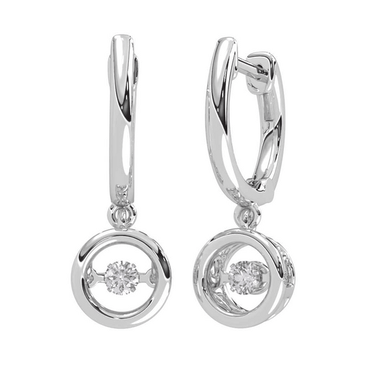 10K White Gold Lab Grown Diamond 1/6 Ct.Tw. Round Shape Plain Halo Earrings
