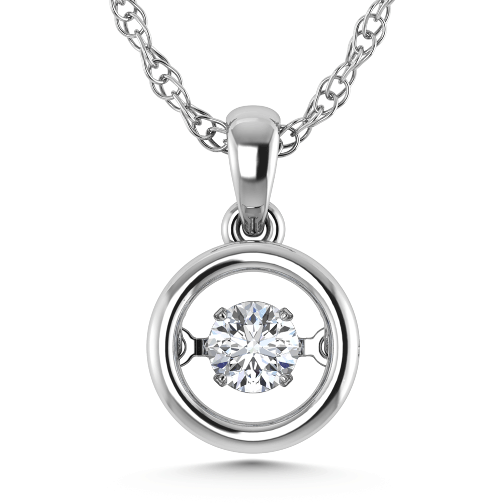 10K White Gold Lab Grown Diamond 1/5 Ct.Tw. Round Shape Plain Halo Pendant