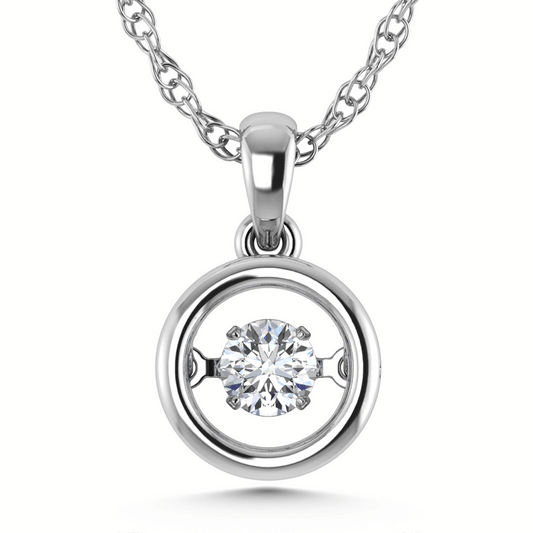 10K White Gold Lab Grown Diamond 1/5 Ct.Tw. Round Shape Plain Halo Pendant