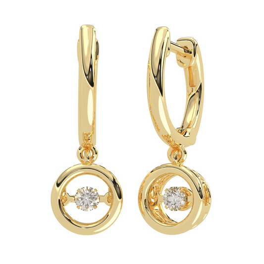 10K Yellow Gold Lab Grown Diamond 1/6 Ct.Tw. Round Shape Plain Halo Earrings