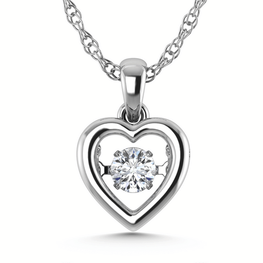 10K White Gold Lab Grown Diamond 1/5 Ct.Tw. Heart Shape Plain Halo Pendant