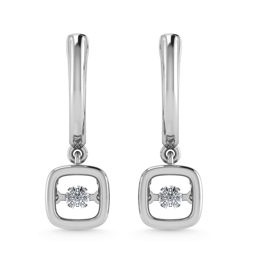 10K White Gold Lab Grown Diamond 1/6 Ct.Tw. Cushion Shape Plain Halo Earrings