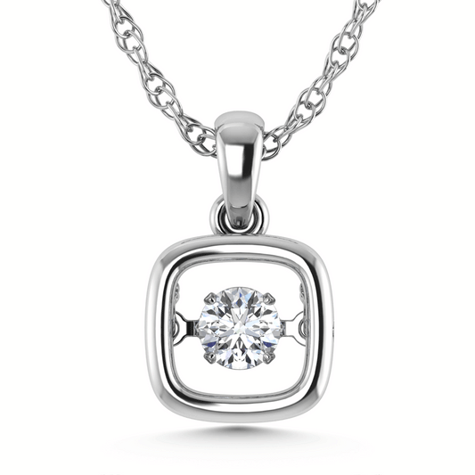 10K White Gold Lab Grown Diamond 1/5 Ct.Tw. Cushion Shape Plain Halo Pendant