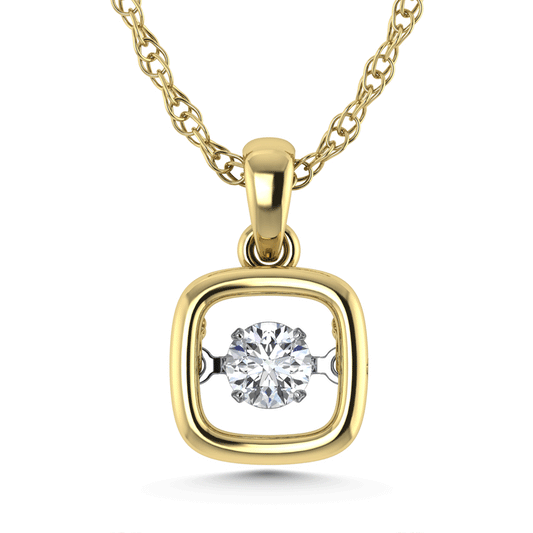 10K Yellow Gold Lab Grown Diamond 1/5 Ct.Tw. Cushion Shape Plain Halo Pendant
