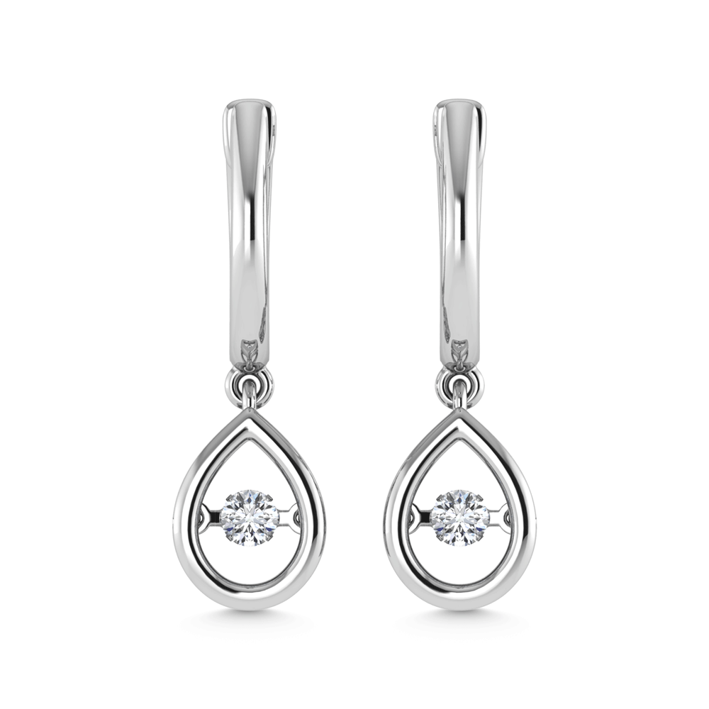 10K White Gold Lab Grown Diamond 1/6 Ct.Tw. Pear Shape Plain Halo Earrings