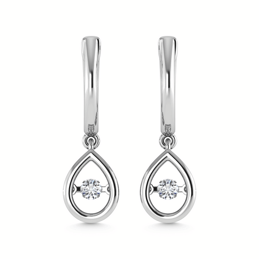 10K White Gold Lab Grown Diamond 1/6 Ct.Tw. Pear Shape Plain Halo Earrings