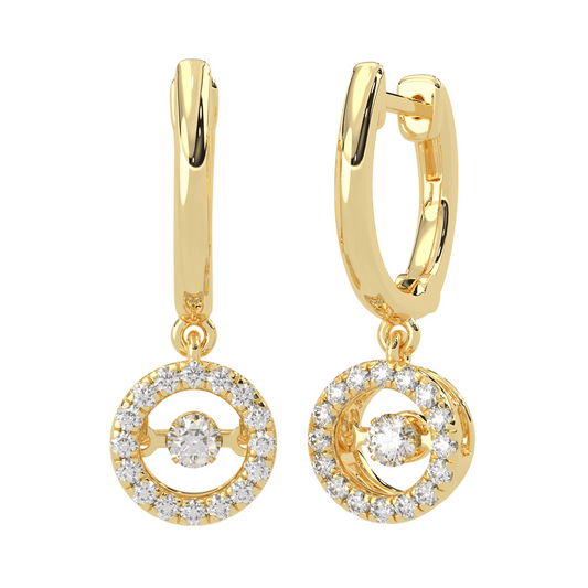 10K Yellow Gold Lab Grown Diamond 1/3 Ct.Tw. Round Shape Halo Earrings