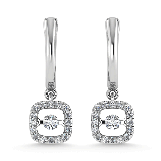 10K White Gold Lab Grown Diamond 1/3 Ct.Tw. Cushion Shape Halo Earrings