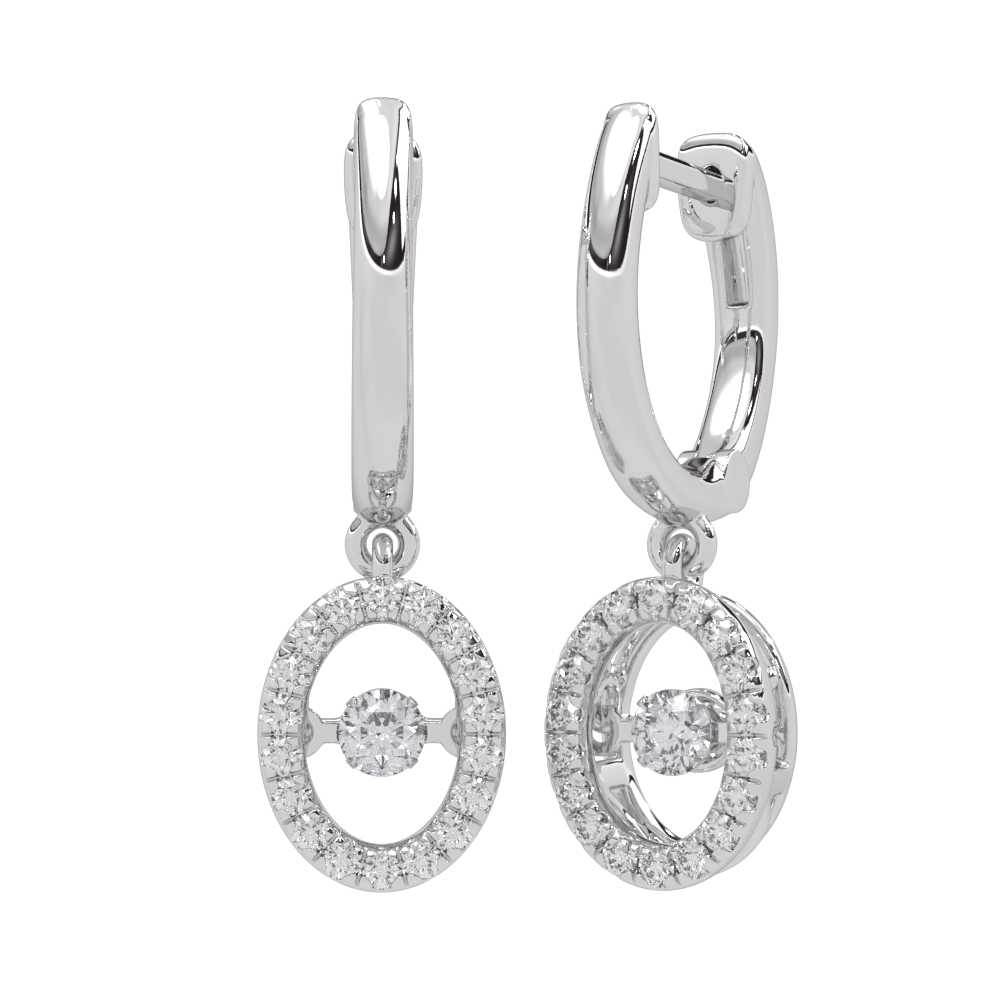 10K White Gold Lab Grown Diamond 1/3 Ct.Tw. Oval Shape Halo Earrings