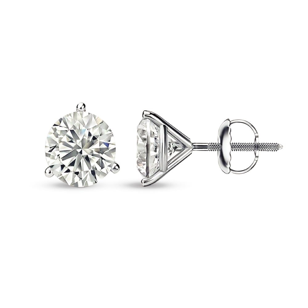 14K White Gold Lab Grown Diamond 1/4 Ct.Tw. Non certified CVD VS1+ G+ Martini Stud Earrings (Available in 0.15ctw to 3ctw)