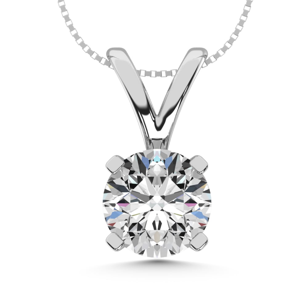 14K White Gold Lab Grown Diamond 3/4 Ct.Tw. Non certified CVD VS1+ G+ Solitaire Pendant (Available in 0.10ctw to 2ctw)
