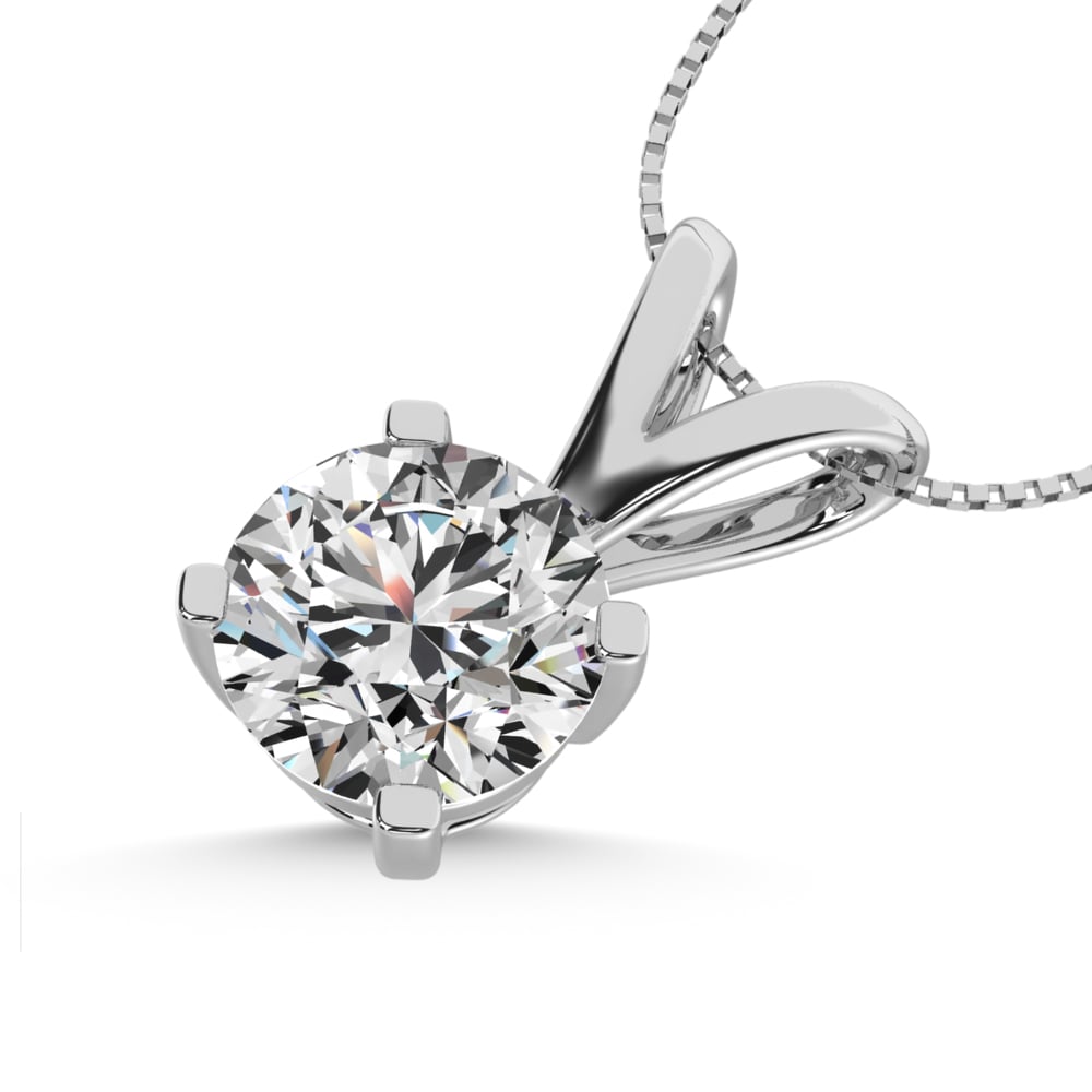 14K White Gold Lab Grown Diamond 1/6 Ct.Tw. Non certified CVD VS1+ G+ Solitaire Pendant (Available in 0.10ctw to 2ctw)