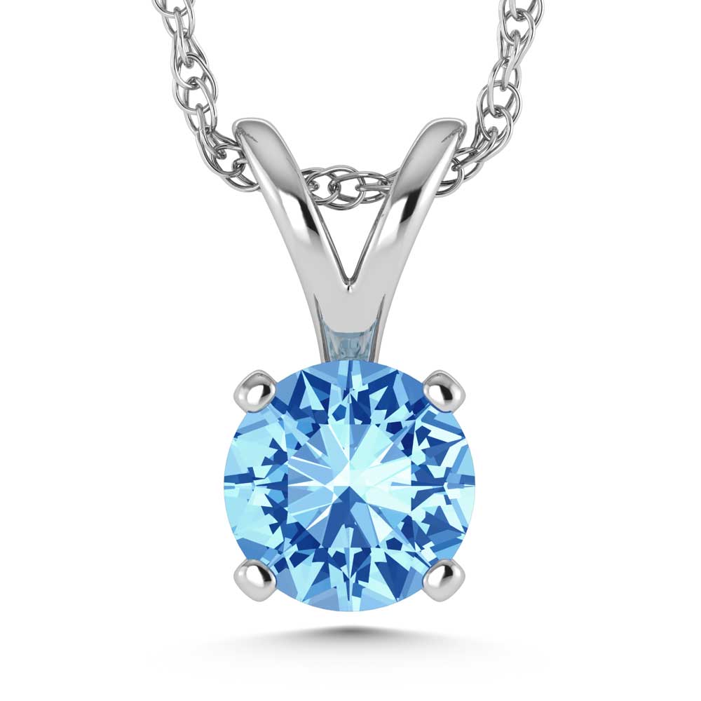 IGI Certified 14K White Gold Lab Grown Blue Diamond 1 1/2 Ct.Tw. Solitaire Pendant