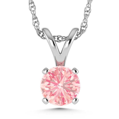 14K White Gold Lab Grown Pink Diamond 1/2 Ct.Tw. Solitaire Pendant