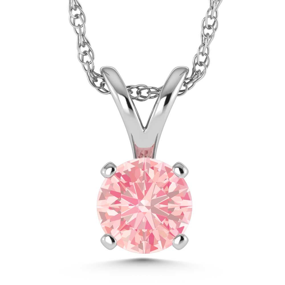 14K White Gold Lab Grown Pink Diamond 3/4 Ct.Tw. Solitaire Pendant