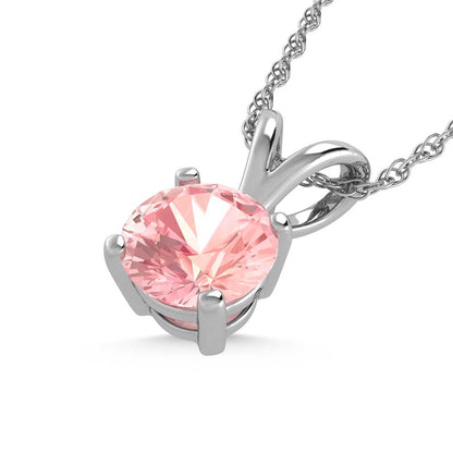 14K White Gold Lab Grown Pink Diamond 3/4 Ct.Tw. Solitaire Pendant