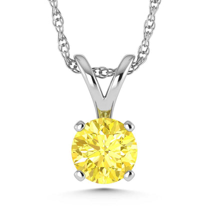 14K White Gold Lab Grown Yellow Diamond 1/2 Ct.Tw. Solitaire Pendant