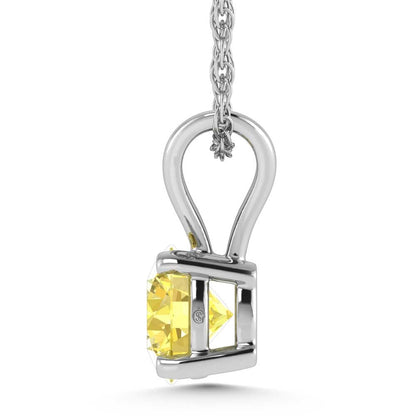 14K White Gold Lab Grown Yellow Diamond 1/2 Ct.Tw. Solitaire Pendant
