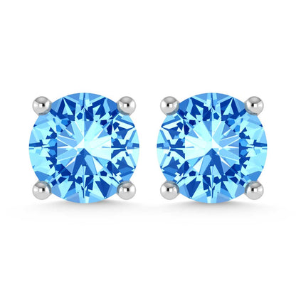 14K White Gold Lab Grown Blue Diamond 1 Ct.Tw. Stud Earrings