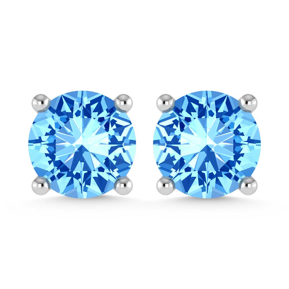 14K White Gold Lab Grown Blue Diamond 1 1/2 Ct.Tw. Stud Earrings