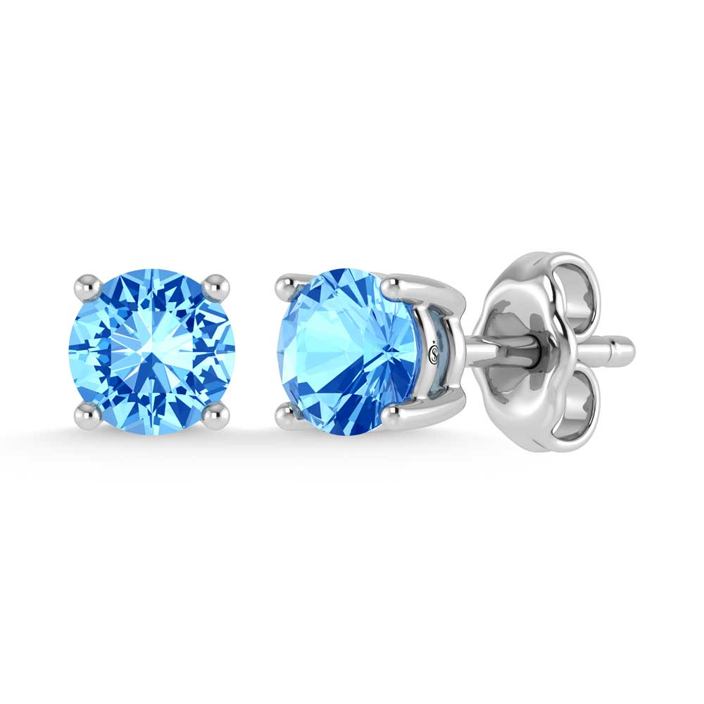 IGI Certified 14K White Gold Lab Grown Blue Diamond 4 Ct.Tw. Stud Earrings
