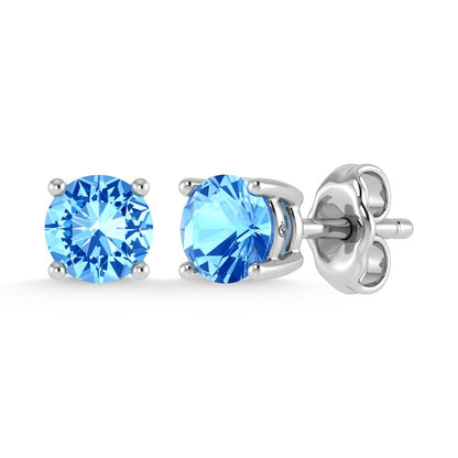 IGI Certified 14K White Gold Lab Grown Blue Diamond 4 Ct.Tw. Stud Earrings