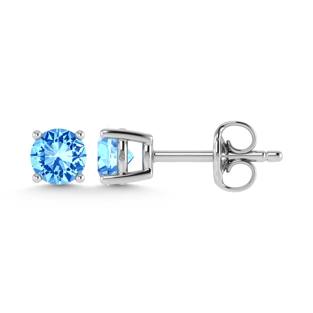 14K White Gold Lab Grown Blue Diamond 1/5 Ct.Tw. Stud Earrings